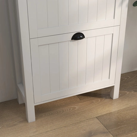 HOMCOM Narrow Shoe Cabinet with 2 Flip Drawers and Adjustable Shelves, White