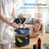 HOMCOM Air Cooler with Adjustable Head, Portable Air Conditioner with 3 Wind Speed, 2 Cool Mist, RGB Light, Black