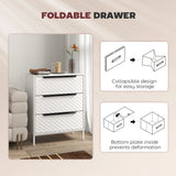 HOMCOM Chest of Drawers, Dresser with 3 Fabric Drawers and Aluminium Handles - White