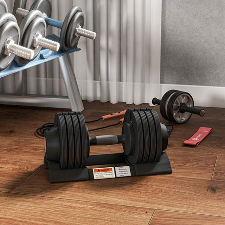 SPORTNOW Adjustable Dumbbells Set, 4-in-1 Weights Set with Storage Tray, Non-Slip Handle, 7kg, 13kg, 18kg, 24kg