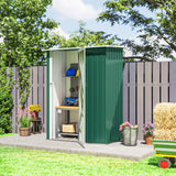 Outsunny 5x3 Garden Shed Metal Outdoor Tool Shed with Sloped Roof, Lockable Door for Gardeners, Green