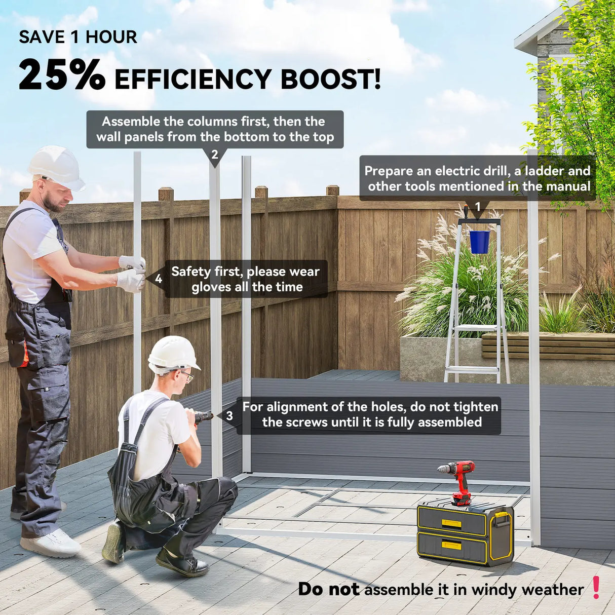 Outsunny 7.9ft x 6.2ft Aluminium Frame and Plastic Wall Shed, with Foundation - Grey