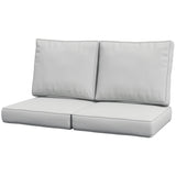 Outsunny 2 Seater Back and Seat Cushion Pillows Replacement, Patio Chair Cushions Set for Indoor Outdoor, Light Grey