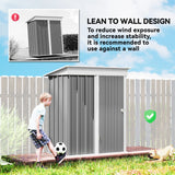 Outsunny Metal Garden Shed, Outdoor Lean-to Shed for Tool Motor Bike, with Adjustable Shelf, Lock, Gloves, 5'x3'x6', Grey