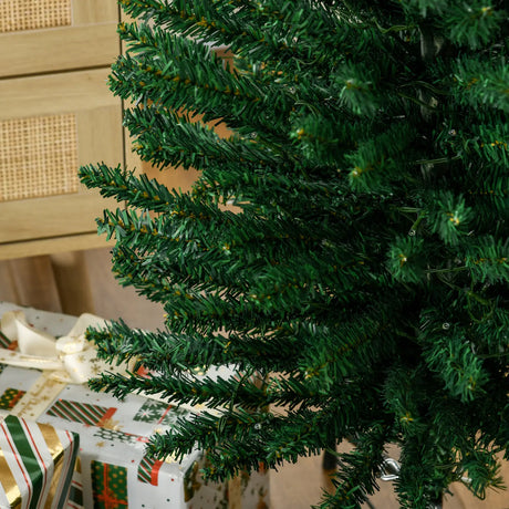 HOMCOM 7.5' Artificial Prelit Christmas Trees Holiday Dcor with Colourful LED Lights, Pencil Shape, Steel Base