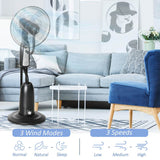 HOMCOM 18" Pedestal Fan with Water Mist Spray, Humidifying Misting Fan, Standing Fan with 3 Speeds, 2.8L Water Tank, Timer and Remote, Black