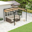 Outsunny 3 x 3m Aluminium Pergola, with Retractable Roof and Wall - Khaki