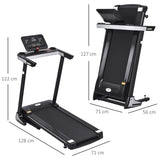 HOMCOM Folding Treadmill for Home Motorised Running Machine w/ LCD Display Black