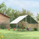 PawHut Galvanised Walk In Chicken Run w/ Cover 6 x 3 x 2m Silver