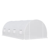 Outsunny 6 x 3 x 2 m Polytunnel Greenhouse, Walk in Polytunnel Tent with Metal Frame, Zippered Door and 8 Windows for Garden and Backyard, White