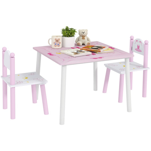 AIYAPLAY Princess Design Kids Table and Chairs Set for Activity, Art, Drawing, Toddler Table and Chairs Set for Playroom, Nursery