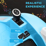 AIYAPLAY 360 Rotation Kids Bumper Car, 12V Waltz Car with Remote Control, Dual Joystick, Music, Lights, Light Blue