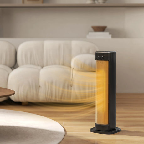 HOMCOM 2000W Ceramic Electric Heater with 3 Heat Settings, Timer - Black