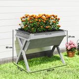 Outsunny Wooden Raised Garden Bed with Bed Liner, Elevated Planter Box with Legs, Light Grey