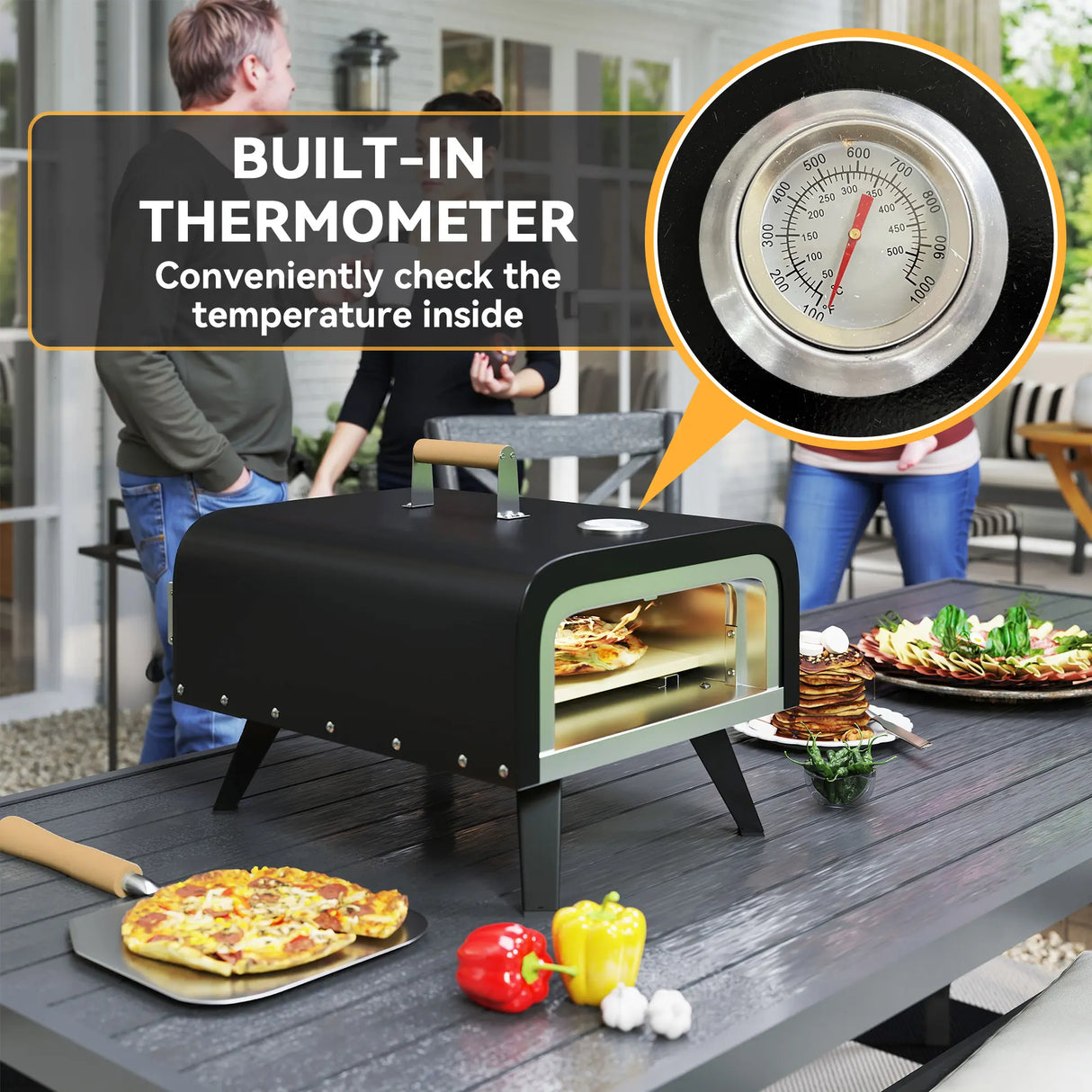Outsunny Gas Powered 12" Pizza Oven - Black