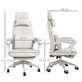 Vinsetto Linen-Look Office Chair, with 160° Reclining Back and Footrest - White