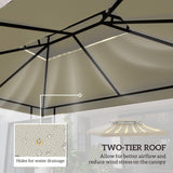 Outsunny 3x4m Gazebo Replacement Roof Canopy 2 Tier Top UV Cover Garden Patio Outdoor Sun Awning Shelters Cream (TOP COVER ONLY)