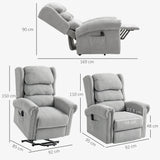 HOMCOM Velvet-Feel Electric Riser Recliner Chair - Grey