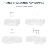 PawHut Pet Playpen DIY Small Animal Cage Open Enclosure Portable Plastic Fence 12 Panels for Hedgehog Bunny Chinchilla Guinea Pig White