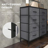 HOMCOM Fabric Chest of Drawers, Industrial Bedroom Dresser with 8 Fabric Drawers, Steel Frame and Wooden Top for Nursery, Living Room, Hallway, Black