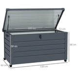 Outsunny 311L Galvanised Steel Garden Storage Box, with Lock - Dark Grey