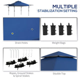 Outsunny 5 x 3m Height Adjustable Pop-Up Gazebo, with Accessories - Blue