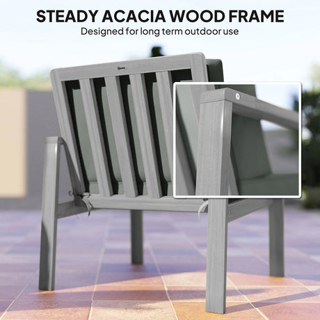 Outsunny 4-Piece Wooden Garden Furniture Set with Cushions - Light Grey