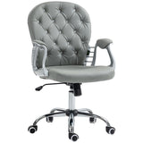 Vinsetto Office Chair Ergonomic 360 Swivel PU Diamante Padded Base 5 Castor Wheels for Home Work Grey