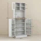 HOMCOM Two-Part Kitchen Storage Cabinet - White