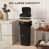 HOMCOM 50L Stainless Steel Sensor Bin - Black