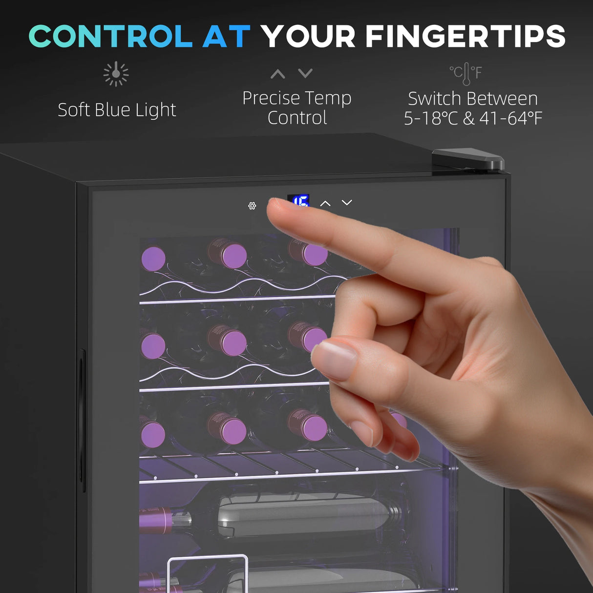 HOMCOM 42L 16-Bottle Wine Cooler Fridge - Black