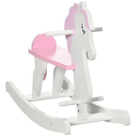 HOMCOM Kids Rocking Horse, with Handlebar, Foot Pedal - Pink