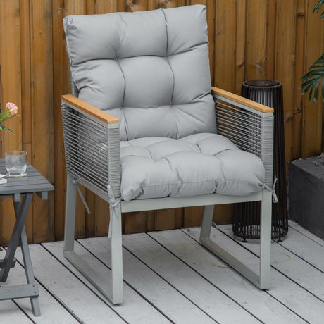 Outsunny Garden Back Chair Cushion, Comfortable Patio Seat Cushion Pad with Backrest for Outdoor & Indoor Use, Light Grey