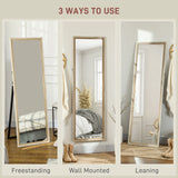 HOMCOM 162.6 cm Two-Tone Full Length Mirror - White/Oak-Tone