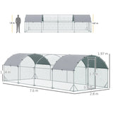 PawHut Walk In Chicken Run Galvanised Chicken Coop Hen Poultry House Cage Pet Playpen Garden with Water-Resist Covers