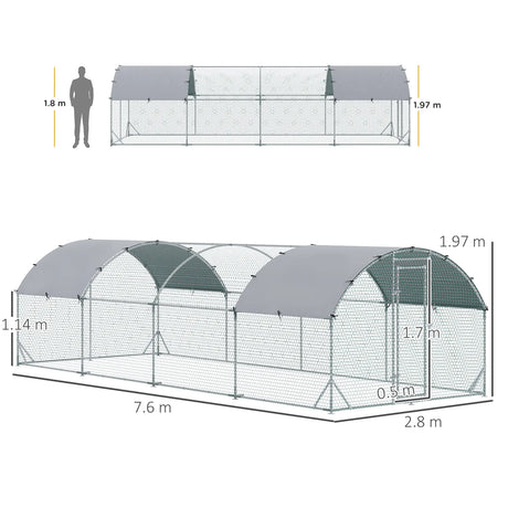 PawHut Walk In Chicken Run Galvanised Chicken Coop Hen Poultry House Cage Pet Playpen Garden with Water-Resist Covers