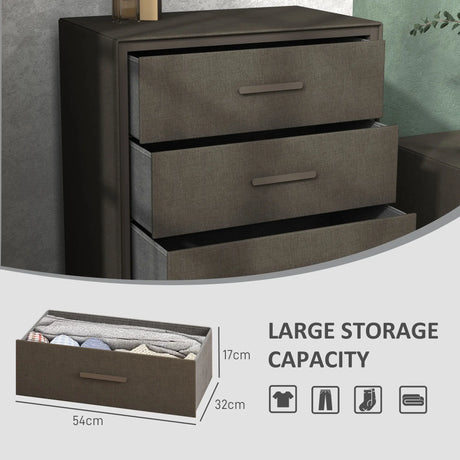 HOMCOM Velvet-Feel Chest of Four Drawers - Brown