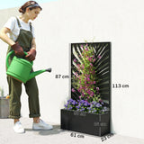 Outsunny Metal Garden Bed for Garden with Trellis, Wall Mounted or Freestanding Raised Planter with Privacy Screen