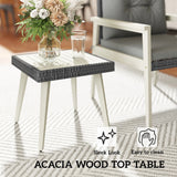 Outsunny Five-Piece Rattan Patio Set, with Wood-Top Table - Grey