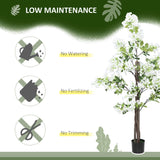 HOMCOM Artificial Plants Honeysuckle Flower in Pot Fake Plants with Curved Boots for Indoor Outdoor 15x15x150cm Set of 2 White