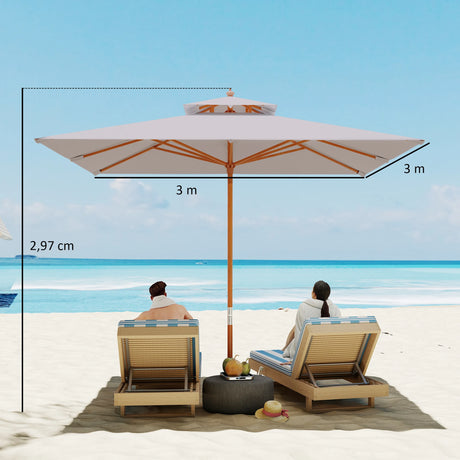 Outsunny 3 m Square Canopy Parasol - Grey