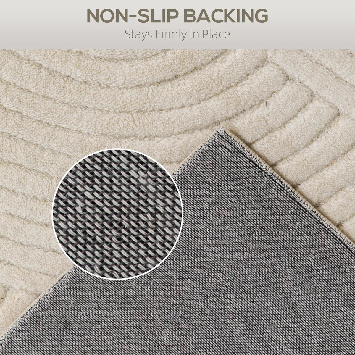 HOMCOM Modern Geometric Rug, Thick Plush, Non-Slip, 160 x 120 cm  Cream, Living Room/Bedroom/Office