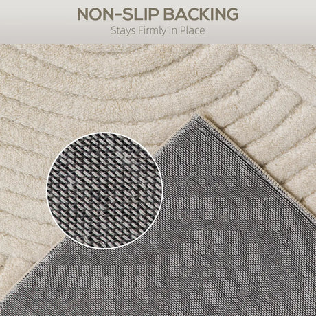 HOMCOM Modern Geometric Rug, Thick Plush, Non-Slip, 160 x 120 cm  Cream, Living Room/Bedroom/Office