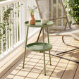 Outsunny Patio Side Table, 2-Tier Round Coffee End Table for Garden Balcony Living Room Bedroom, Light Green