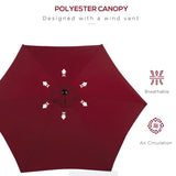 Outsunny 2.6M Garden Parasol Umbrella with Tilt and Crank, Outdoor Sun Parasol Sunshade Shelter with Aluminium Frame, Wine Red