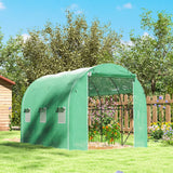 Outsunny 296 x 196cm Steel Frame Polytunnel Greenhouse - Green