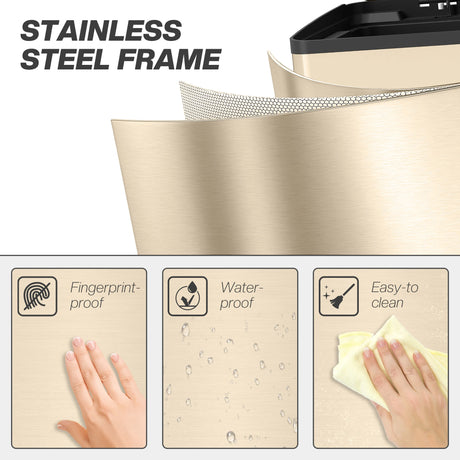 HOMCOM 40L Dual Compartment Stainless Steel Bin, with Deodoriser Holders - Gold Tone