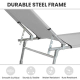 Outsunny Reclining Sun Lounger Chair Folding Camping Bed with 4-Position Adjustable Backrest, Grey