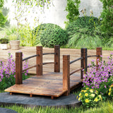 Outsunny 1.5M Wooden Garden Bridge Lawn Dcor Stained Finish Arc Outdoor Pond Walkway w/ Railings Water Yard Decoration