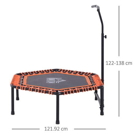 HOMCOM Mini Trampoline W/Adjustable Handle Bar - Black/Orange